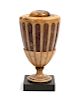 * An English Inlaid Alabaster Urn and Cover Height 9 inches.