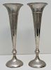 2 TALL SILVER PLATED TRUMPET VASES