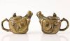 Pair of Chinese Gilt Bronze Lidded Teapots