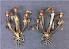 PR OF GILDED METAL WALL SCONCES 27 1/2" X 21 1/2"