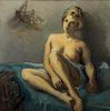 SOYER, Moses. Oil on Canvas. "Nude with Slip".