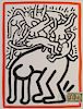 HARING, Keith. Lithograph. "Fight AIDS Worldwide".