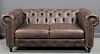 Quality Leather Upholstered Chesterfield Settee