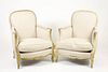 Pair of French Painted Diminutive Bergere Chairs