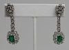 JEWELRY. 18kt Gold, Diamond and Emerald Earrings.