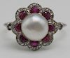 JEWELRY. Antique 14kt Gold, Pearl, Ruby and