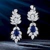 A Pair of Platinum Sapphire and Diamond Earrings
