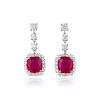 An Important Pair of Unheated Burmese Ruby and Diamond Earrings