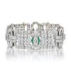 Art Deco Diamond and Emerald Platinum Bracelet