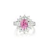 A Platinum Pink Sapphire and Diamond Ring