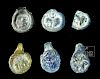 Lot of 6 Roman Judean Glass Pendants, Stamped Images