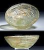 Rare Roman Glass Dish w/ impressed Ravens