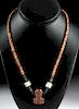 Tairona Stone & Crystal Beaded Necklace w/ Frog Pendant