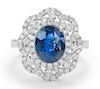18K Gold 3.03ct Sapphire and Diamond Ring