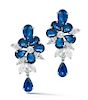 Platinum 12.68ct. Sapphire Diamond Flower Earrings