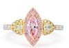 Rare GIA 18k Gold Pink Yellow & White Diamond Ring