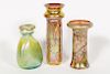 Kim Newcomb, Three Art Glass Iridescent Vases