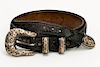 Vogt Sterling, 14k Gold Buckle & Leather Belt