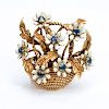 Tiffany & Co. 18k Gold & Sapphire Floral Brooch