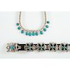 Navajo Silver and Turquoise Concha Belt PLUS Complementing Necklace