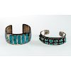 Wes Craig (Dine, 20th Century) Navajo Turquoise and Silver Channel Inlay Cuff Bracelet PLUS, From the Estate of Krystal E. Nitschke, Chicago, Illinois