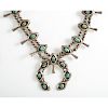 Navajo Silver and Turquoise Shadowbox Squash Blossom Necklace