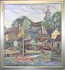 Quinter Young, Signed 20th C American Harbor Scene