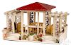 Elaborate German painted wood dollhouse gazebo