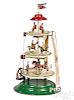 German painted tin three-tier steam toy carousel