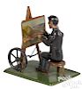 German painted tin artist steam toy accessory