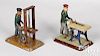 Two painted tin workmen steam toy accessories