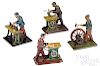 Four Carette factory worker steam toy accessories