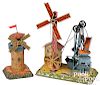 Two Bing windmill steam toy accessories