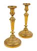 A Pair of Empire Style Brass Candlesticks Height 11 1/4 inches.