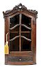 A Louis XV Provincial Style Oak Hanging Vitrine Height 30 1/2 inches.
