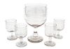 A Set of Five French Etched Glass Stems Height of tallest 8 3/4 inches.