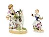 Two Meissen Porcelain Figures Height of taller 5 3/4 inches.