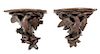 A Pair of Black Forest Carved Oak Eagle Wall Brackets Height 14 1/2 inches.