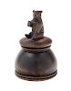 A Black Forest Carved Oak Bear Inkwell Height 4 1/4 inches.