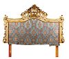 A Rococo Style Painted and Parcel Gilt Headboard Height 66 x width 75 1/2 inches.