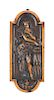 A Neoclassical Patinated Metal Plaque Height 15 1/2 x width 6 1/2 inches.