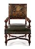 A Continental Mahogany Library Chair Height 39 1/4 inches.