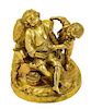 A Continental Gilt Bronze Figural Group Height 5 3/4 inches.