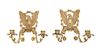 A Pair of Brass Two-Light Sconces Height 13 inches.