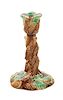 A Majolica Candlestick Height 7 1/2 inches.