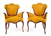* A Pair of Art Deco Mahogany Armchairs Height 38 1/4 inches.