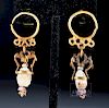 Roman 20K Gold, Stone, & Glass Earrings - Amphoras