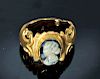 Roman 23K Gold Ring w/ Glass Cameo of Empress, 14.3g