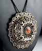19th C. Tibetan Silver Pendant with Coral Bead - 34.7 g