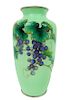 Japanese Cloisonne Grape Vine Silver Rim Vase